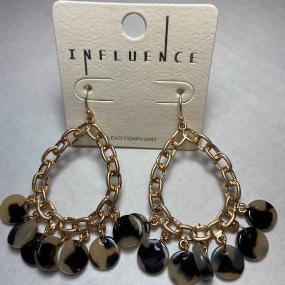 Oval gold chainlink earrings with tortoise - Picture 7 of 8